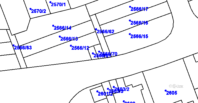 Parcela st. 2566/70 v KÚ Dejvice, Katastrální mapa