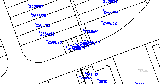 Parcela st. 2566/78 v KÚ Dejvice, Katastrální mapa