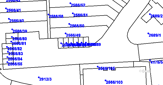 Parcela st. 2566/88 v KÚ Dejvice, Katastrální mapa