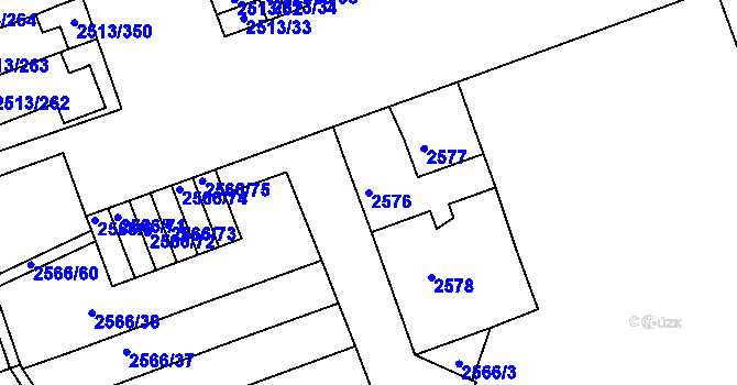 Parcela st. 2576 v KÚ Dejvice, Katastrální mapa