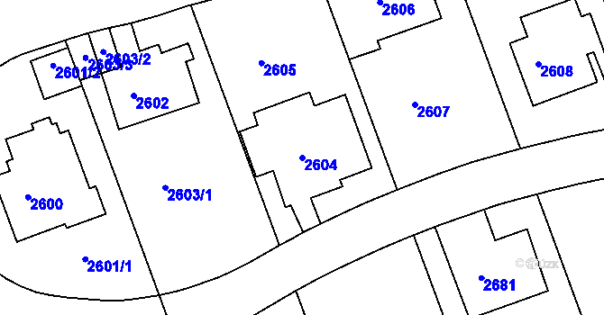 Parcela st. 2604 v KÚ Dejvice, Katastrální mapa
