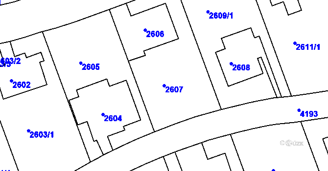 Parcela st. 2607 v KÚ Dejvice, Katastrální mapa