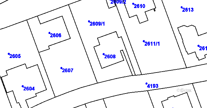 Parcela st. 2608 v KÚ Dejvice, Katastrální mapa
