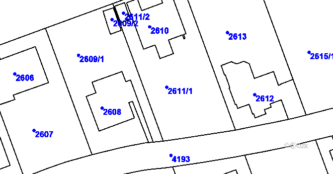 Parcela st. 2611/1 v KÚ Dejvice, Katastrální mapa