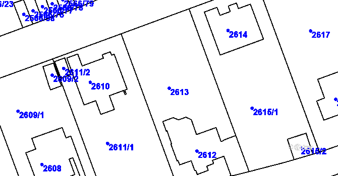 Parcela st. 2613 v KÚ Dejvice, Katastrální mapa