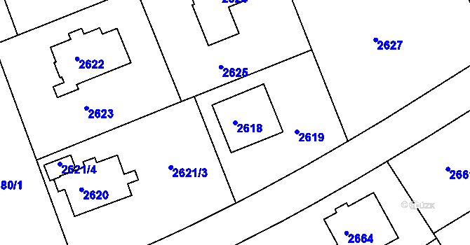 Parcela st. 2618 v KÚ Dejvice, Katastrální mapa