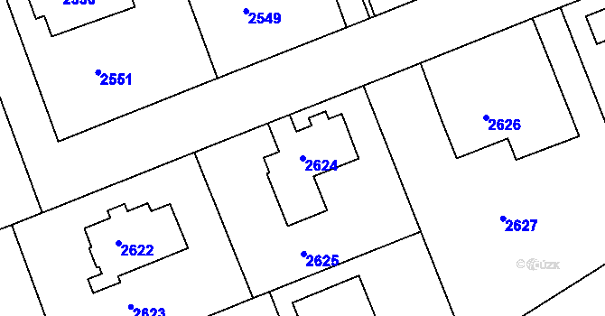 Parcela st. 2624 v KÚ Dejvice, Katastrální mapa