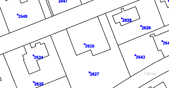 Parcela st. 2626 v KÚ Dejvice, Katastrální mapa