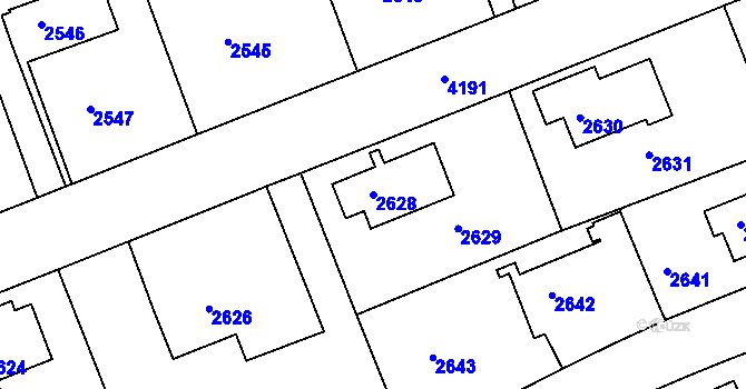 Parcela st. 2628 v KÚ Dejvice, Katastrální mapa