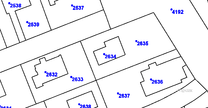 Parcela st. 2634 v KÚ Dejvice, Katastrální mapa