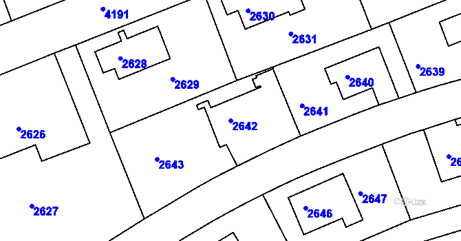 Parcela st. 2642 v KÚ Dejvice, Katastrální mapa