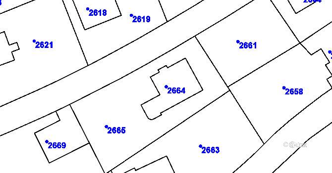 Parcela st. 2664 v KÚ Dejvice, Katastrální mapa