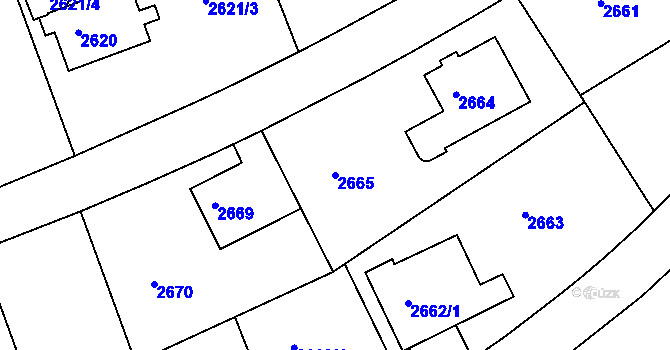 Parcela st. 2665 v KÚ Dejvice, Katastrální mapa