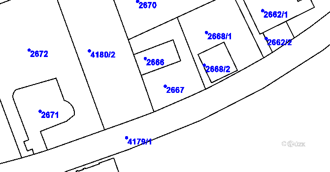 Parcela st. 2667 v KÚ Dejvice, Katastrální mapa