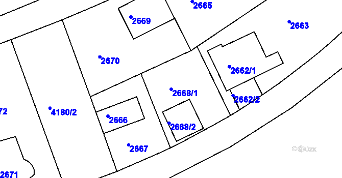 Parcela st. 2668/1 v KÚ Dejvice, Katastrální mapa