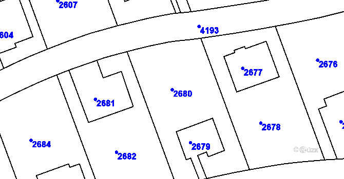 Parcela st. 2680 v KÚ Dejvice, Katastrální mapa