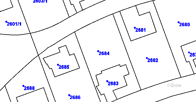 Parcela st. 2684 v KÚ Dejvice, Katastrální mapa