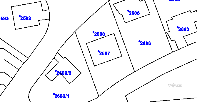 Parcela st. 2687 v KÚ Dejvice, Katastrální mapa