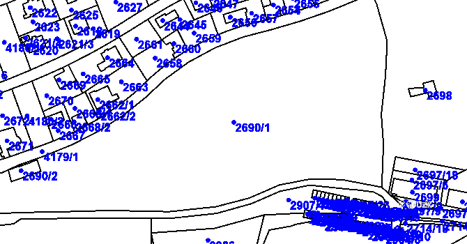 Parcela st. 2690/1 v KÚ Dejvice, Katastrální mapa