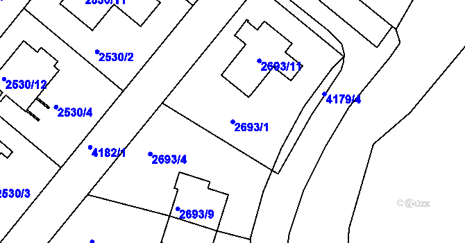 Parcela st. 2693/1 v KÚ Dejvice, Katastrální mapa