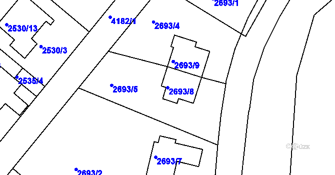 Parcela st. 2693/8 v KÚ Dejvice, Katastrální mapa