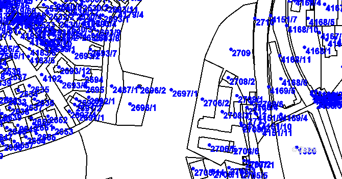Parcela st. 2697/1 v KÚ Dejvice, Katastrální mapa