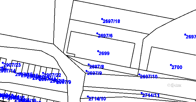 Parcela st. 2699 v KÚ Dejvice, Katastrální mapa