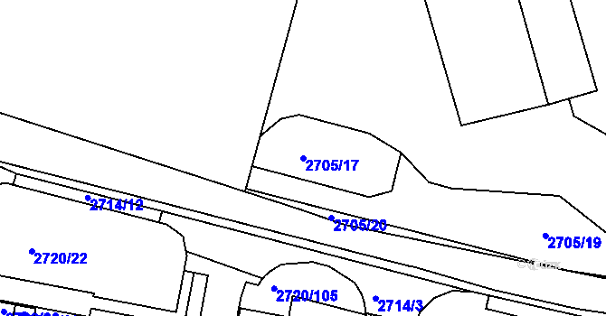 Parcela st. 2705/17 v KÚ Dejvice, Katastrální mapa