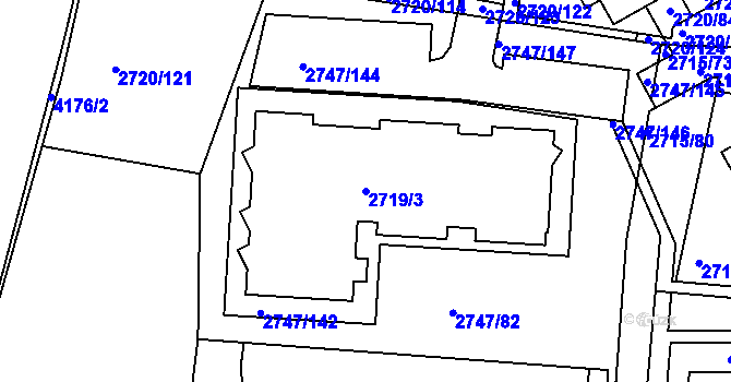 Parcela st. 2719/3 v KÚ Dejvice, Katastrální mapa