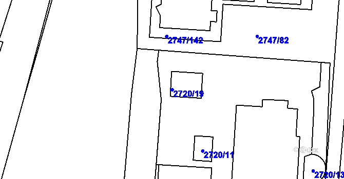 Parcela st. 2720/19 v KÚ Dejvice, Katastrální mapa