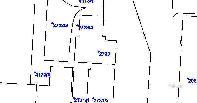 Parcela st. 2730 v KÚ Dejvice, Katastrální mapa