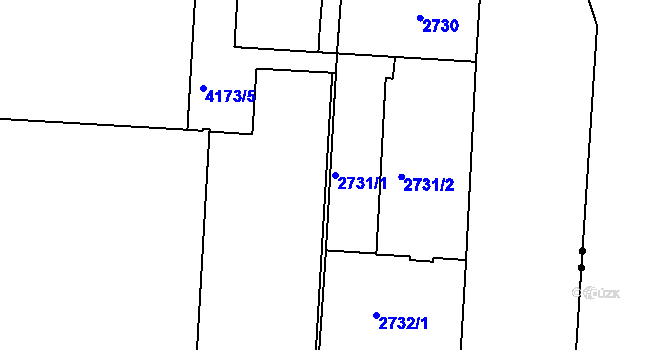 Parcela st. 2731/1 v KÚ Dejvice, Katastrální mapa