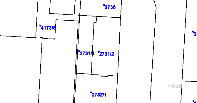 Parcela st. 2731/2 v KÚ Dejvice, Katastrální mapa