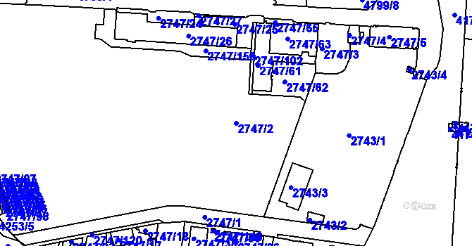 Parcela st. 2747/2 v KÚ Dejvice, Katastrální mapa