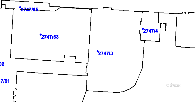 Parcela st. 2747/3 v KÚ Dejvice, Katastrální mapa
