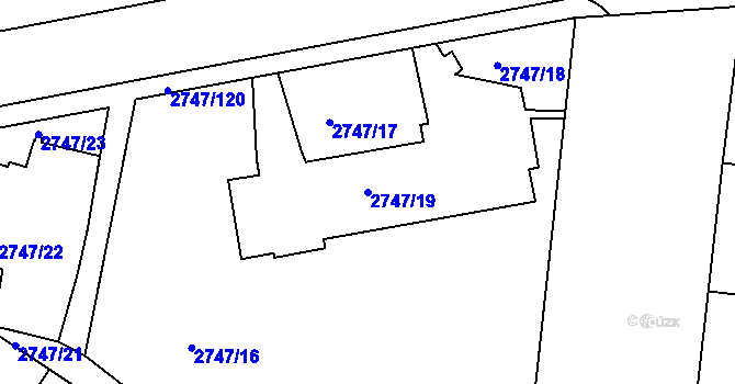 Parcela st. 2747/19 v KÚ Dejvice, Katastrální mapa