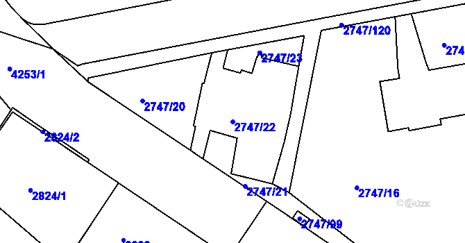 Parcela st. 2747/22 v KÚ Dejvice, Katastrální mapa