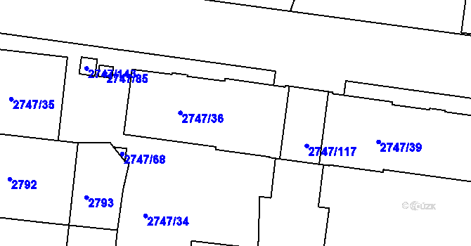 Parcela st. 2747/37 v KÚ Dejvice, Katastrální mapa