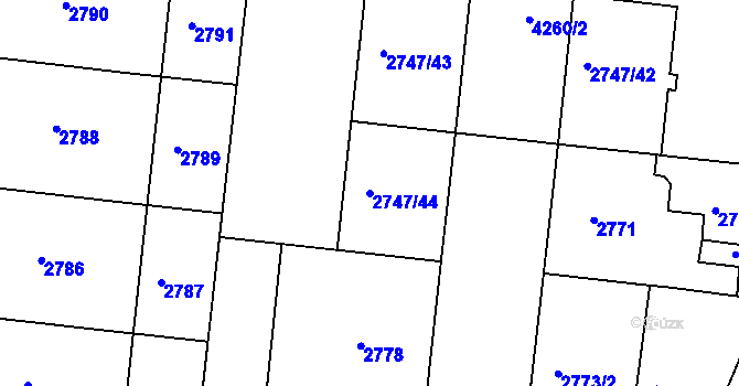 Parcela st. 2747/44 v KÚ Dejvice, Katastrální mapa
