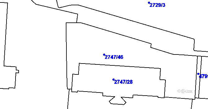 Parcela st. 2747/46 v KÚ Dejvice, Katastrální mapa