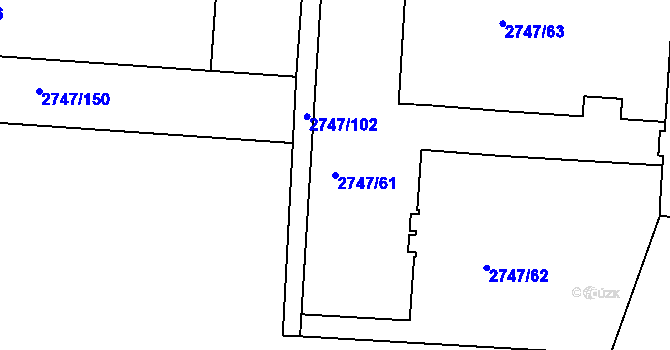 Parcela st. 2747/61 v KÚ Dejvice, Katastrální mapa