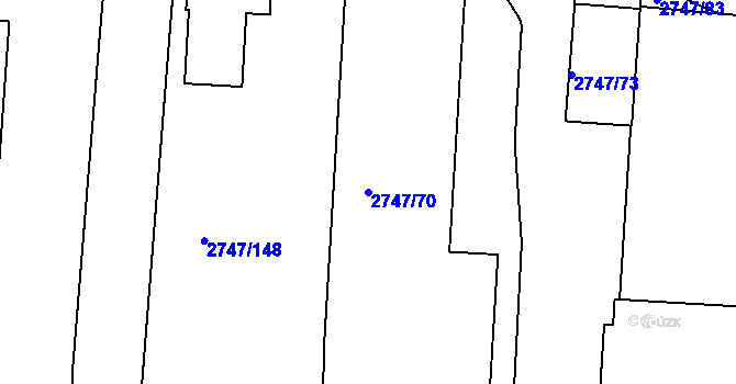 Parcela st. 2747/70 v KÚ Dejvice, Katastrální mapa