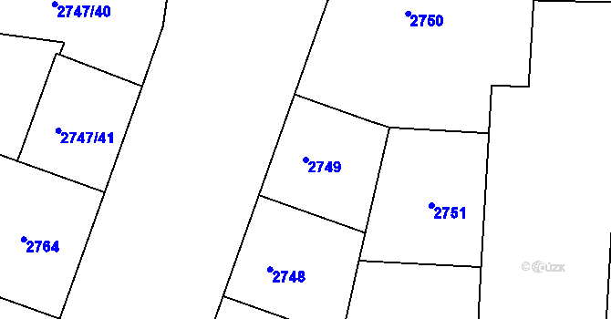 Parcela st. 2749 v KÚ Dejvice, Katastrální mapa