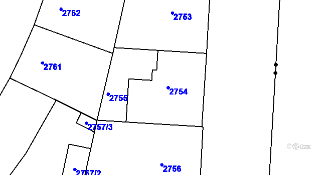 Parcela st. 2754 v KÚ Dejvice, Katastrální mapa