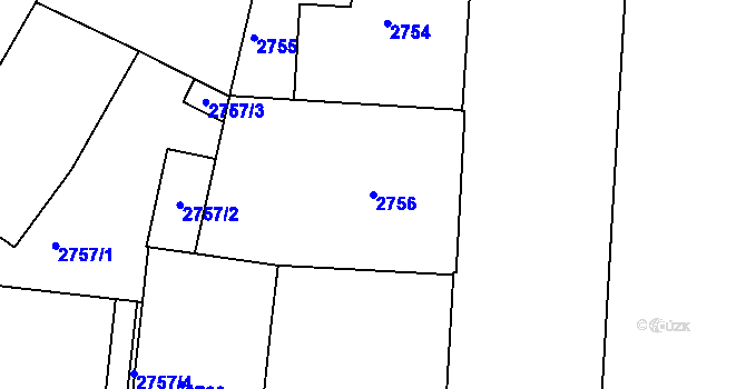 Parcela st. 2756 v KÚ Dejvice, Katastrální mapa