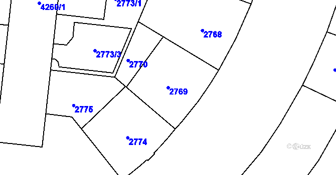 Parcela st. 2769 v KÚ Dejvice, Katastrální mapa