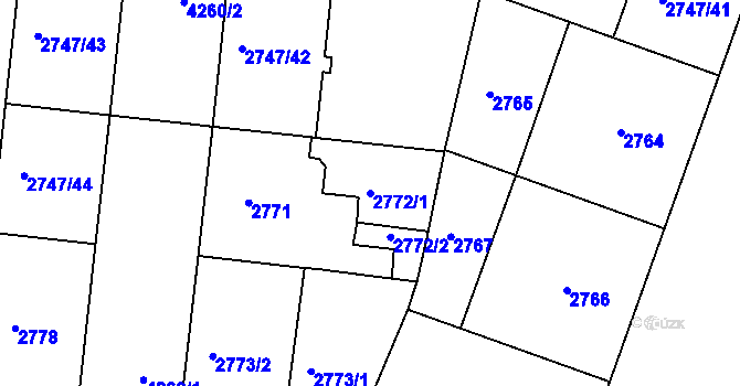 Parcela st. 2772/1 v KÚ Dejvice, Katastrální mapa