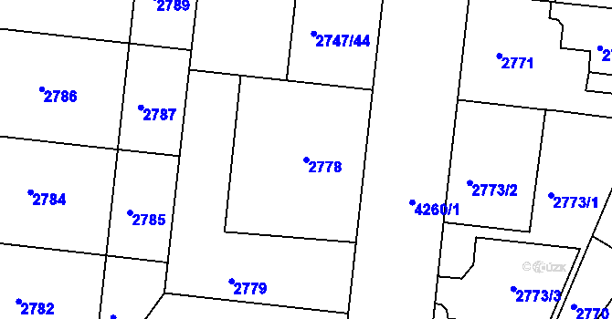 Parcela st. 2778 v KÚ Dejvice, Katastrální mapa