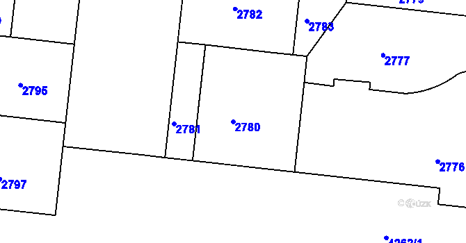 Parcela st. 2780 v KÚ Dejvice, Katastrální mapa