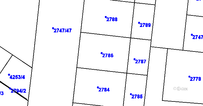 Parcela st. 2786 v KÚ Dejvice, Katastrální mapa